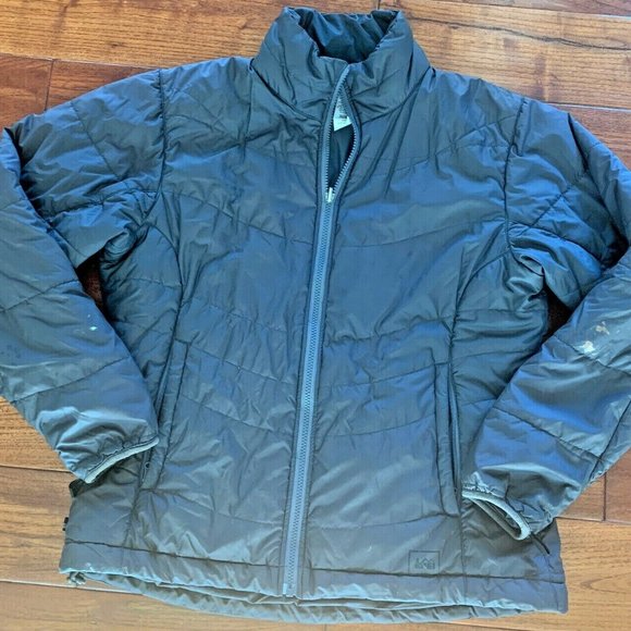 REI Grey Down Puffer Jacket Women's Size Large Zip Liner Piece - Picture 2 of 12